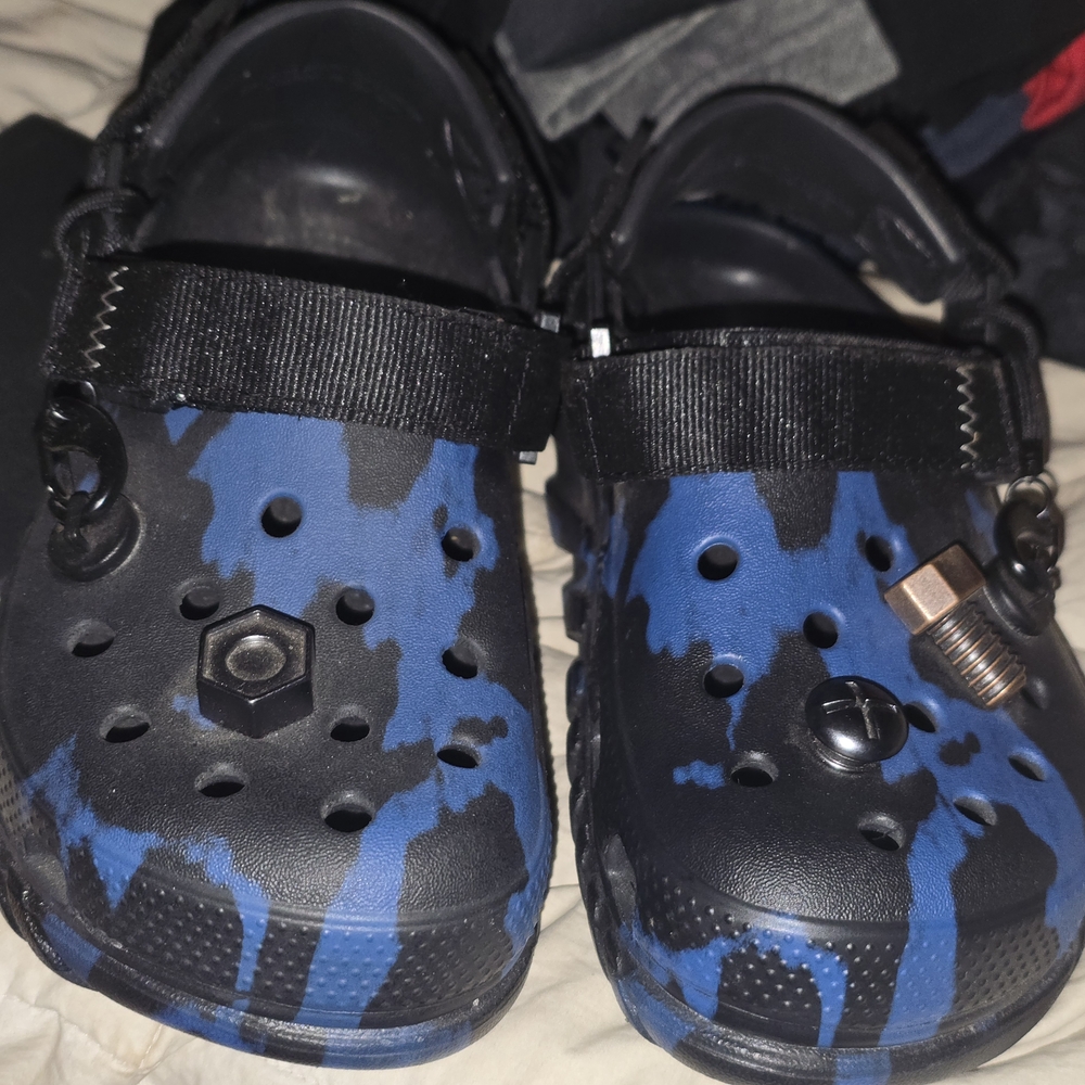 Kids Blue and Black Camo Clogs